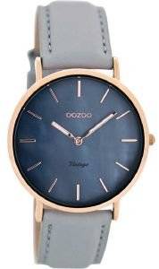   OOZOO TIMEPIECES VINTAGE ROSE GOLD GREY LEATHER STRAP C8121