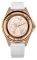 MORGAN DE TOI CRYSTAL ROSE GOLD WHITE LEATHER STRAP