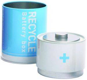 RECYCLE BATTERY TIN BLUE