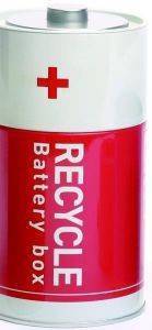 RECYCLE BATTERY TIN RED