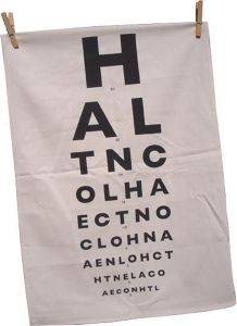 TEA TOWEL IN TUBE - EYE CHART DESIGN