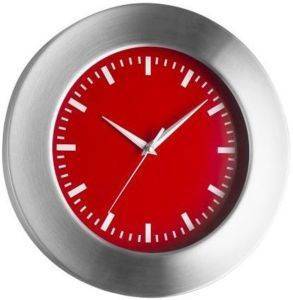 TFA 98.1048.05 BRUSHED ALUMINIUM RED WALL CLOCK