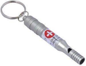 MUNKEES 3385 EMERGENCY WHISTLE KEYRING WITH WATERPROOF CAPSULE GREY