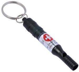 MUNKEES 3385 EMERGENCY WHISTLE KEYRING WITH WATERPROOF CAPSULE BLACK