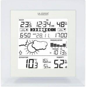 LA CROSSE WS9257IT+ WEATHER STATION WITH MOON PHASES/ATMOSPHERIC PRESSURE AND WEATHER ICON WHITE