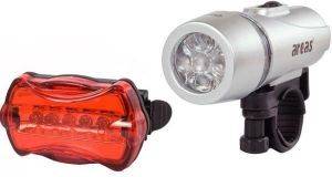 ARCAS 30730002 5 LED BIKE LAMP SET WITH BACKLIGHT AND ATTACHMENT ARCAS 30730002 5 LED BIKE LAMP SET WITH BACKLIGHT AND ATTACHMENT