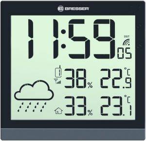 BRESSER TEMEOTREND JC BLACK LCD WEATHER WALL CLOCK BLACK 7004404