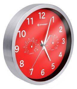 BRESSER MYTIME THERMO-/ HYGRO- WALL CLOCK 25CM RED
