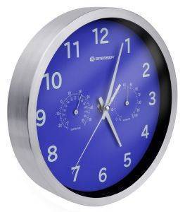 BRESSER MYTIME THERMO-/ HYGRO- WALL CLOCK 25CM BLUE