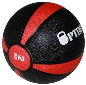OPTIMUM Medicine Ball 2kg μαύρο κόκκινο πλάγια όψη