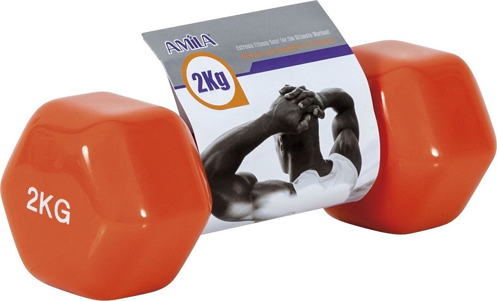AMILA ΒΑΡΑΚΙ (1 ΤΜΧ) AMILA VINYL DUMBBELL ΠΟΡΤΟΚΑΛΙ (2 KG)