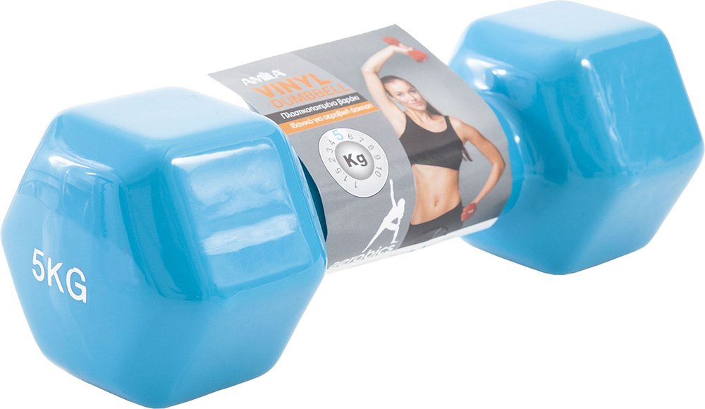 AMILA ΒΑΡΑΚΙ (1 ΤΜΧ) AMILA VINYL DUMBBELL ΓΑΛΑΖΙΟ (5 KG)