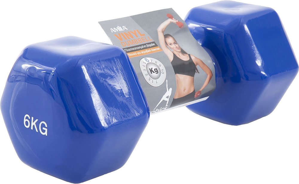 AMILA ΒΑΡΑΚΙ (1 ΤΜΧ) AMILA VINYL DUMBBELL ΜΠΛΕ (6 KG)
