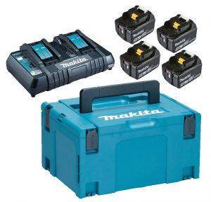 BATTERY SET MAKITA 18V LI-ION 4X BATTERIES 5AH +  + MAKPAC 197626-8