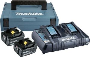 MAKITA BATTERY KIT 18V 2X BL1850 5AH + DC18RD DUAL CHARGER MAKPAC 197629-2