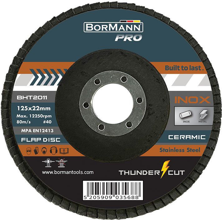 BORMANN ΔΙΣΚΟΣ ΛΕΙΑΝΣΗΣ THUNDER-CUT INOX ΜΕ ΦΥΛΛΑΡΑΚΙΑ CERAMIC BORMANN BHT2011 125X22 #40 20ΤΕΜ (035688)