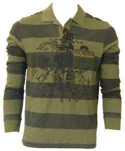 XAKI ΜΠΛΟΥΖΑ GUESS ΤΥΠΟΥ POLO ΜΕ ΜΑΥΡΗ ΣΤΑΜΠΑ ΚΑΙ ΡΙΓΕΣ (L) XAKI ΜΠΛΟΥΖΑ GUESS ΤΥΠΟΥ POLO ΜΕ ΜΑΥΡΗ ΣΤΑΜΠΑ ΚΑΙ ΡΙΓΕΣ (L)