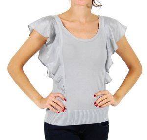 TOP DKNY V-NECK FLUTTER ΓΚΡΙ (M) TOP DKNY V-NECK FLUTTER ΓΚΡΙ (M)