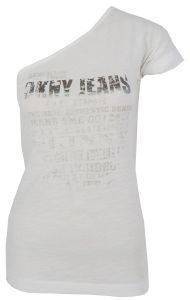 ΜΠΛΟΥΖΑ DKNY POSTER, ONE SHOULDER ΛEYKH (L) ΜΠΛΟΥΖΑ DKNY POSTER, ONE SHOULDER ΛEYKH (L)