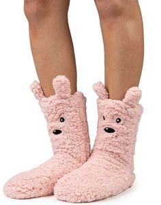  COZY SOLE FURRY ANIMAL BLUSH  (ONE SIZE)