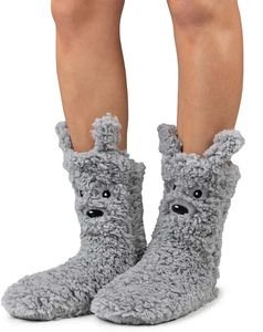  COZY SOLE FURRY ANIMAL GREY  (ONE SIZE)