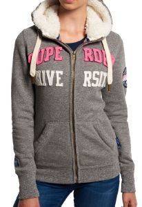 HOODIE ΜΕ ΦΕΡΜΟΥΑΡ SUPERDRY BORG ΓΚΡΙ ΜΕΛΑΝΖΕ (S) HOODIE ΜΕ ΦΕΡΜΟΥΑΡ SUPERDRY BORG ΓΚΡΙ ΜΕΛΑΝΖΕ (S)