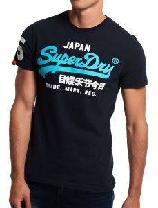 T-SHIRT SUPERDRY VINTAGE LOGO NEW ΜΕ ΣΤΑΜΠΑ ΣΚΟΥΡΟ ΜΠΛΕ (XL) T-SHIRT SUPERDRY VINTAGE LOGO NEW ΜΕ ΣΤΑΜΠΑ ΣΚΟΥΡΟ ΜΠΛΕ (XL)