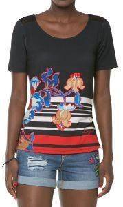 T-SHIRT DESIGUAL ENERO ΡΙΓΕ/FLORAL ΜΑΥΡΟ (XL) T-SHIRT DESIGUAL ENERO ΡΙΓΕ/FLORAL ΜΑΥΡΟ (XL)