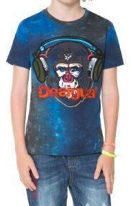 T-SHIRT DESIGUAL GORKA ME ΣΤΑΜΠΑ ΜΑΙΜΟΥ ΜΠΛΕ (NO 13-14) T-SHIRT DESIGUAL GORKA ME ΣΤΑΜΠΑ ΜΑΙΜΟΥ ΜΠΛΕ (NO 13-14)