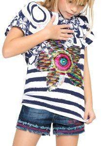 T-SHIRT DESIGUAL ARKANSAS ΡΙΓΕ/FLORAL ΜΕ ΠΑΓΙΕΤΕΣ ΣΚΟΥΡΟ ΜΠΛΕ (NO 9-10) T-SHIRT DESIGUAL ARKANSAS ΡΙΓΕ/FLORAL ΜΕ ΠΑΓΙΕΤΕΣ ΣΚΟΥΡΟ ΜΠΛΕ (NO 9-10)