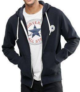 HOODIE ΜΕ ΦΕΡΜΟΥΑΡ CONVERSE CORE ΜΑΥΡΟ (S) HOODIE ΜΕ ΦΕΡΜΟΥΑΡ CONVERSE CORE ΜΑΥΡΟ (S)