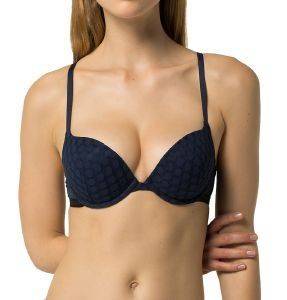 TOMMY HILFIGER ΣΟΥΤΙΕΝ TOMMY HILFIGER PUSH UP DOT ΣΚΟΥΡΟ ΜΠΛΕ