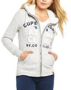 HOODIE ΜΕ ΦΕΡΜΟΥΑΡ SUPERDRY APPLIQUE BORG ΓΚΡΙ ΜΕΛΑΝΖΕ (S) HOODIE ΜΕ ΦΕΡΜΟΥΑΡ SUPERDRY APPLIQUE BORG ΓΚΡΙ ΜΕΛΑΝΖΕ (S)