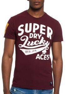 T-SHIRT SUPERDRY LUCKY ACES ΜΠΟΡΝΤΩ (M) T-SHIRT SUPERDRY LUCKY ACES ΜΠΟΡΝΤΩ (M)