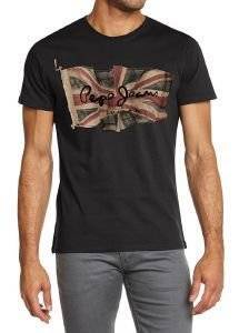 T-SHIRT PEPE JEANS FLAG LOGO ΜΑΥΡΟ (S) T-SHIRT PEPE JEANS FLAG LOGO ΜΑΥΡΟ (S)