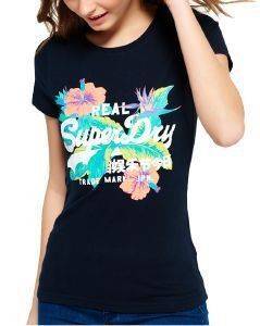 T-SHIRT SUPERDRY VINTAGE LOGO HIBISCUS ΣΚΟΥΡΟ ΜΠΛΕ (L) T-SHIRT SUPERDRY VINTAGE LOGO HIBISCUS ΣΚΟΥΡΟ ΜΠΛΕ (L)