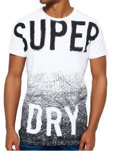SUPERDRY T-SHIRT SUPERDRY SCRATCHED OUT LONG LINE ΛΕΥΚΟ/ΜΑΥΡΟ