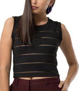 TOP HELMI CROP ΡΙΓΕ ΜΕ ΤΟΥΛΙ ΜΑΥΡΟ (L) TOP HELMI CROP ΡΙΓΕ ΜΕ ΤΟΥΛΙ ΜΑΥΡΟ (L)