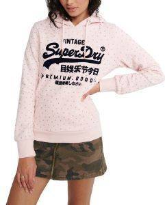 HOODIE SUPERDRY PREMIUM GOODS SHIMMER W2000028A SHELL PINK (S)