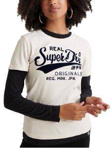 T-SHIRT SUPERDRY REAL ORIGINALS FLOCK METALLIC W1000020A ����� ������� (L)
