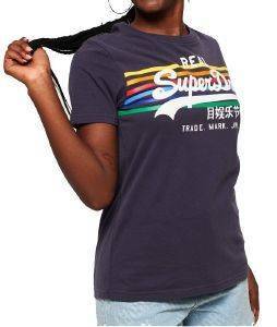 T-SHIRT SUPERDRY VINTAGE LOGO RODEO RAINBOW STRIPE W1000049B   (S)