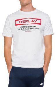 T-SHIRT REPLAY WITH REPLAY WRITING M3022 .000.22432 ΛΕΥΚΟ