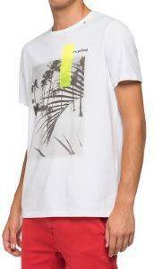 T-SHIRT REPLAY WITH BEACH PRINT M3010 .000.2660 ΛΕΥΚΟ