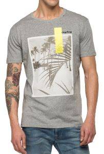 T-SHIRT REPLAY WITH BEACH PRINT M3010 .000.2660 ΓΚΡΙ ΜΕΛΑΝΖΕ