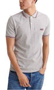 T-SHIRT POLO SUPERDRY CLASSIC MICRO LITE TIPPED M1110012A ΓΚΡΙ ΜΕΛΑΝΖΕ