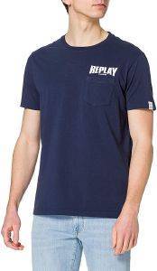 T-SHIRT REPLAY M3408 .000.23156G 575 ΣΚΟΥΡΟ ΜΠΛΕ