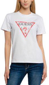 T-SHIRT GUESS USED-LOOK TRIANGLE LOGO PRINTED FRONT W93I0RR9I60  (L)