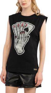 TOP SUPERDRY MILITARY LOGO W6010739A ΜΑΥΡΟ