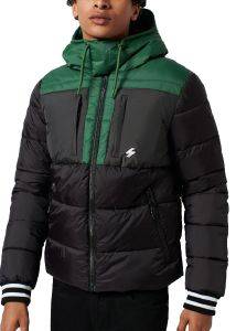 ΜΠΟΥΦΑΝ SUPERDRY SPORTS PUFFER CLR BLOCK M5011213A ΜΑΥΡΟ/ΠΡΑΣΙΝΟ