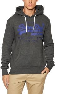 SUPERDRY HOODIE SUPERDRY SHOP DUO M2011901A ΣΚΟΥΡΟ ΓΚΡΙ ΜΕΛΑΝΖΕ